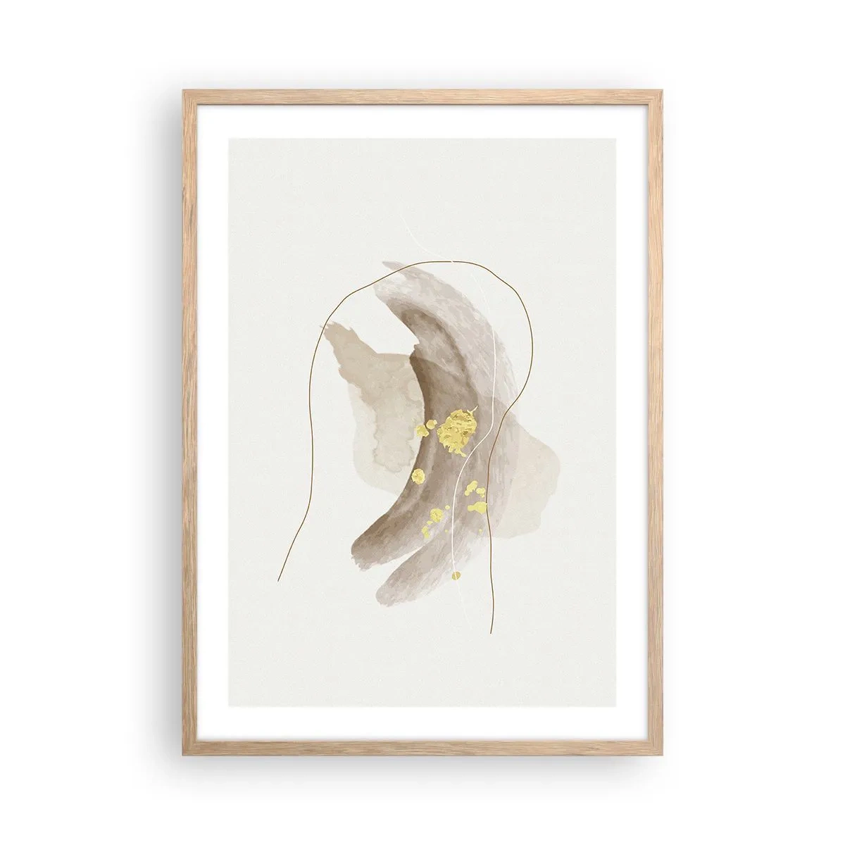 Poster in einem Rahmen aus heller Eiche - Im Weltraum begegnet - 50x70 cm