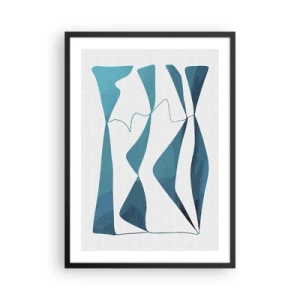 Poster in einem schwarzem Rahmen - Eine abstrakte Komposition in Blautönen mit dynamischen Linien. - 50x70cm - Abstraktion: türkisfarbene Verbindung - Moderne Wanddekoration für Wohnzimmer und Schlafzimmer ARTTOR