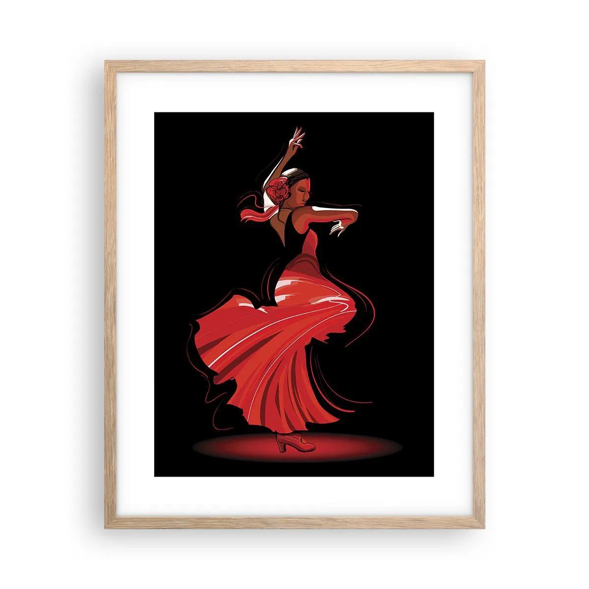 Poster in einem Rahmen aus heller Eiche - Der feurige Geist des Flamenco - 40x50 cm