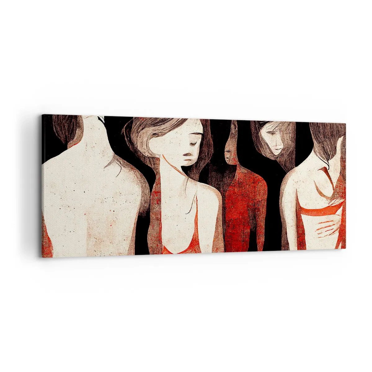 Bild auf Leinwand - Leinwandbild - Künstlerische Figuren in einer abstrakten Komposition - 120x50cm - Madonnen der Dunkelheit - Moderne Wanddekoration für Wohnzimmer und Schlafzimmer ARTTOR