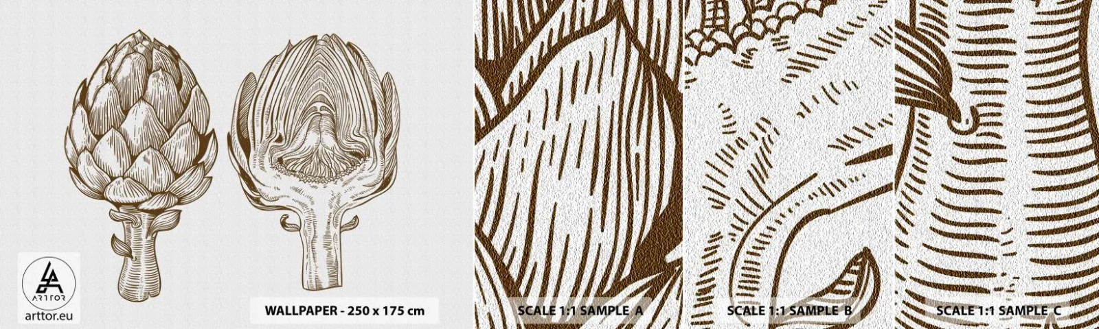 Fototapetenmuster Standard Eco - Anatomie-Lektion - Artischocke, Küche, Gemüse - 100x30 cm