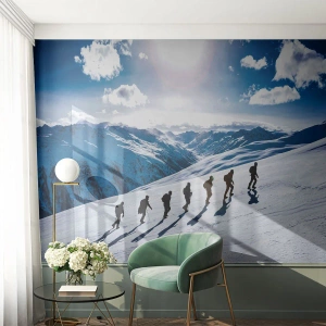 Selbstklebende Fototapete Deluxe Sticker - Das Team der Eroberer - Bergwanderung, Landschaft, Alpen - 150x105 cm