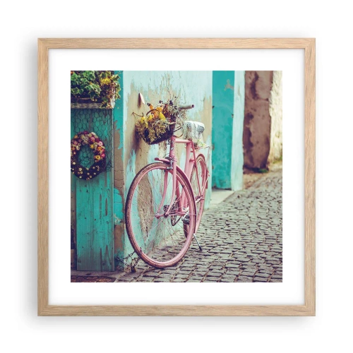 Poster in einem Rahmen aus heller Eiche - Ich komme gleich wieder - 40x40 cm