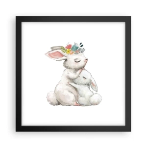 Poster in einem schwarzem Rahmen - Bei Mama ist's am schönsten - 30x30 cm