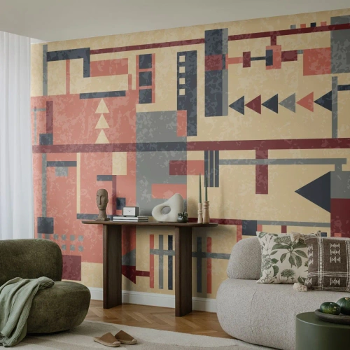 Selbstklebende Fototapete Deluxe Sticker - Eine Kombination aus Vertikalen und Ebenen - Abstraktion, Stück, Modernes Muster - 350x256 cm