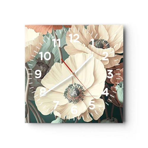 Wanduhr - Glasuhr - Flüstern von Mohnblumen - 40x40 cm