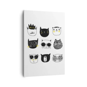 Bild auf Leinwand - Leinwandbild - Stilvolle Katzenillustrationen im minimalistischen Stil - 70x100cm - Jeder andere - Moderne Wanddekoration für Wohnzimmer und Schlafzimmer ARTTOR
