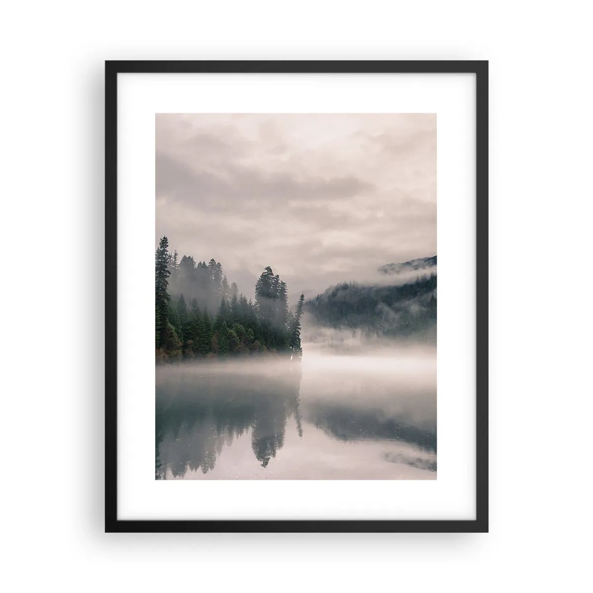 Poster in einem schwarzem Rahmen - In Reflexion, im Nebel - 40x50 cm