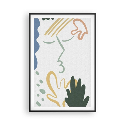 Poster in einem schwarzem Rahmen - Blumenkuss - 61x91 cm