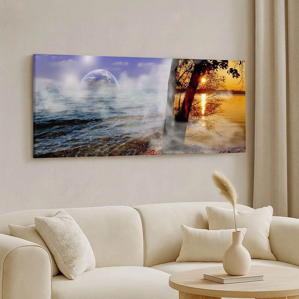 Bild auf Leinwand - Leinwandbild - Surreale Landschaft - Einheit der Natur - 100x40 cm