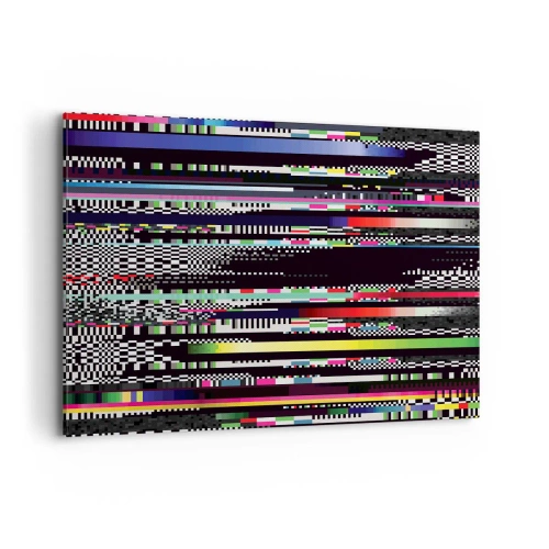 Bild auf Leinwand - Leinwandbild - Bunte Linien und Pixel im abstrakten Stil - 100x70cm - Das Kontrollbild der Realität - Moderne Wanddekoration für Wohnzimmer und Schlafzimmer ARTTOR