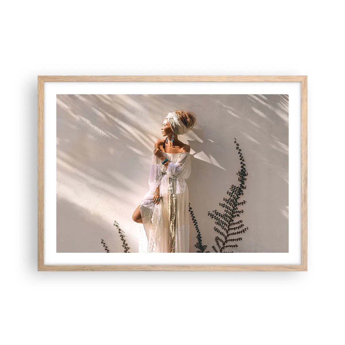 Poster in einem Rahmen aus heller Eiche - Die Sonne und das Mädchen - 70x50 cm