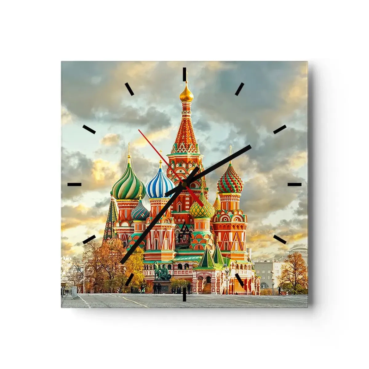 Wanduhr - Glasuhr - Eine farbenfrohe Kathedrale mit charakteristischen Kuppeln - 30x30cm - Selbst Disney würde nicht darauf kommen - Moderne Wanddekoration für Wohnzimmer und Schlafzimmer ARTTOR