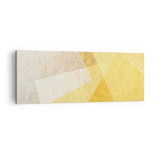 Bild auf Leinwand - Leinwandbild - Geometrische Formen in Gold und hellen Farbtönen - 140x50cm - Geometriewetter - Moderne Wanddekoration für Wohnzimmer und Schlafzimmer ARTTOR