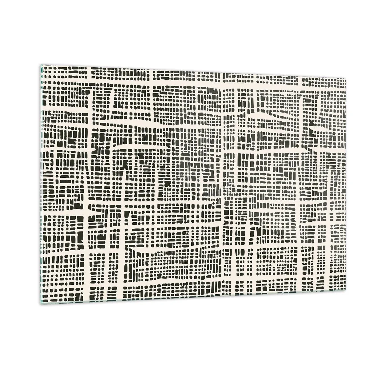 Glasbild - Bild auf glas - Eine schwarz-weiße Abstraktion, die einem Punktraster ähnelt. - 120x80cm - Gewebte Komposition - Moderne Wanddekoration für Wohnzimmer und Schlafzimmer ARTTOR