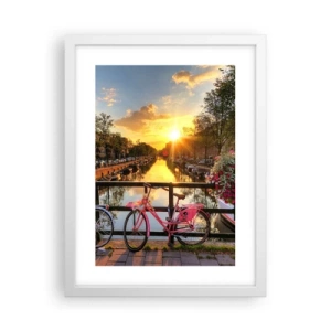 Poster in einem weißen Rahmen - Frühlingsmorgen in Amsterdam - 30x40 cm