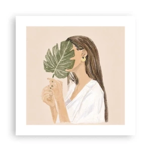 Poster - Geheimnisvolles Porträt mit Fächer - 40x40 cm