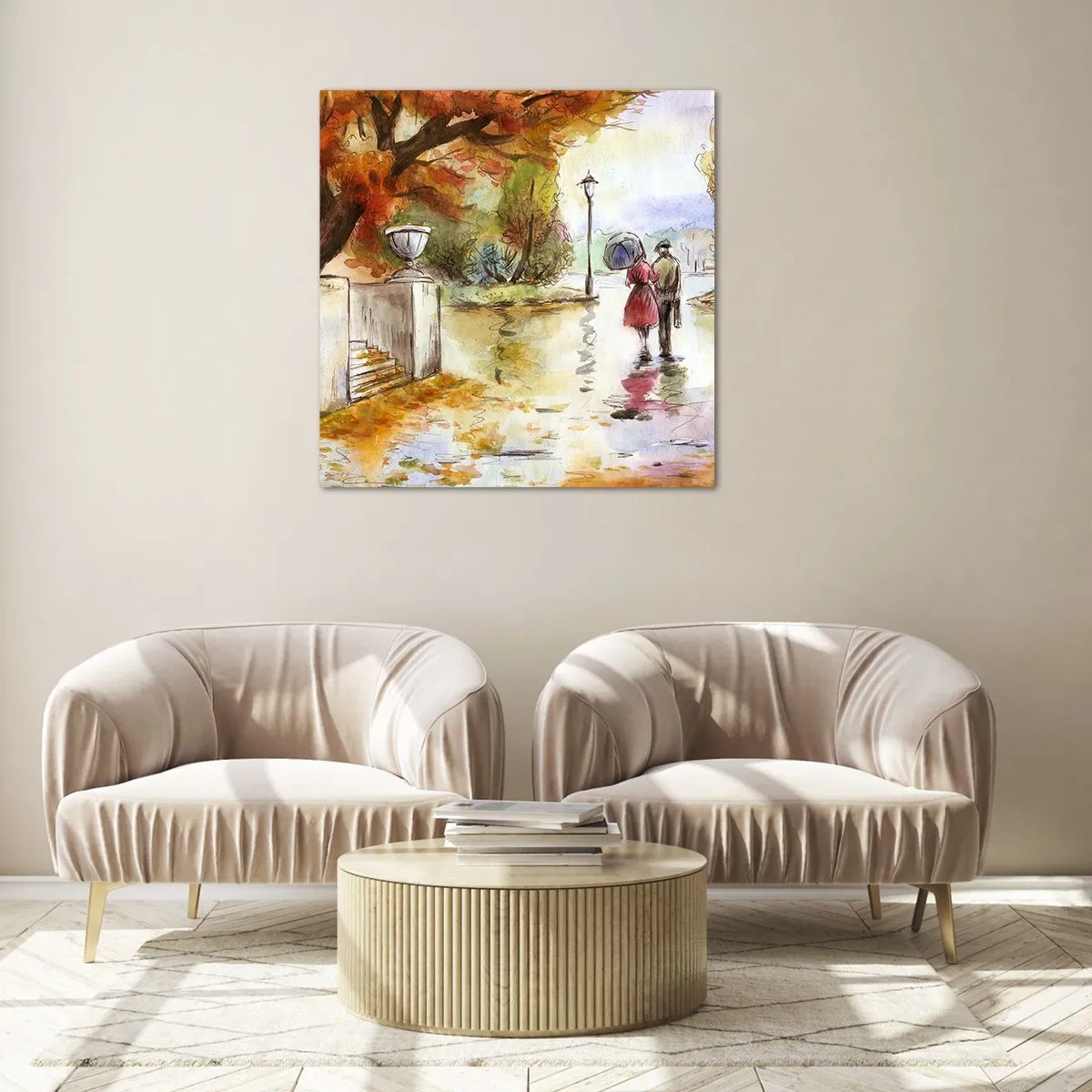 Glasbild - Bild auf glas - Romantischer Herbst im Park - 30x30 cm