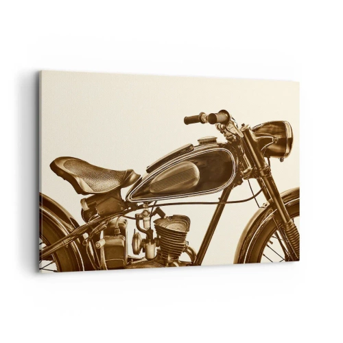 Bild auf Leinwand - Leinwandbild - Ein Vintage-Retro-Motorrad auf hellem Hintergrund - 100x70cm - Sehnsucht nach den Klassikern - Moderne Wanddekoration für Wohnzimmer und Schlafzimmer ARTTOR