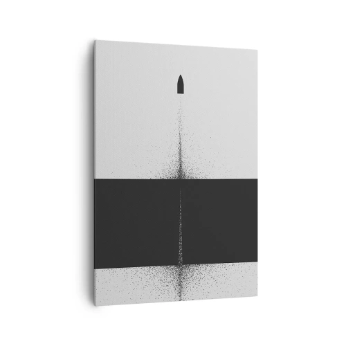 Bild auf Leinwand - Leinwandbild - Ein symbolisches Projektil im minimalistischen, abstrakten Stil. - 70x100cm - Direkt zum Ziel - Moderne Wanddekoration für Wohnzimmer und Schlafzimmer ARTTOR