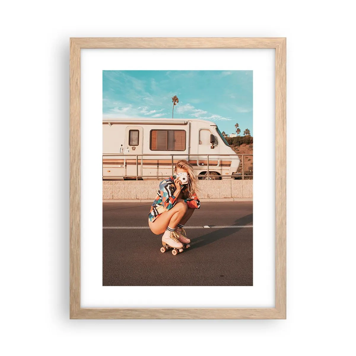 Poster in einem Rahmen aus heller Eiche - Lächel bitte! - 30x40 cm