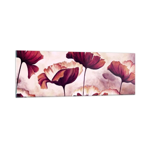 Glasbild - Bild auf glas - Rotes und weißes Blütenblatt - 90x30 cm