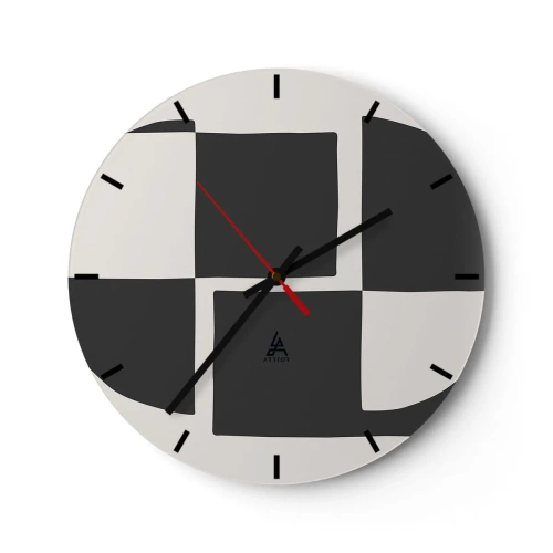Wanduhr - Glasuhr - Geometrische Komposition in Schwarzweiß - 30x30cm - Antithese - Synthese - Moderne Wanddekoration für Wohnzimmer, Küche und Schlafzimmer ARTTOR