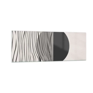 Glasbild - Bild auf glas - Abstrakte Linien und geometrische Formen in gedeckten Farben - 140x50cm - Halbe Komposition - Moderne Wanddekoration für Wohnzimmer und Schlafzimmer ARTTOR