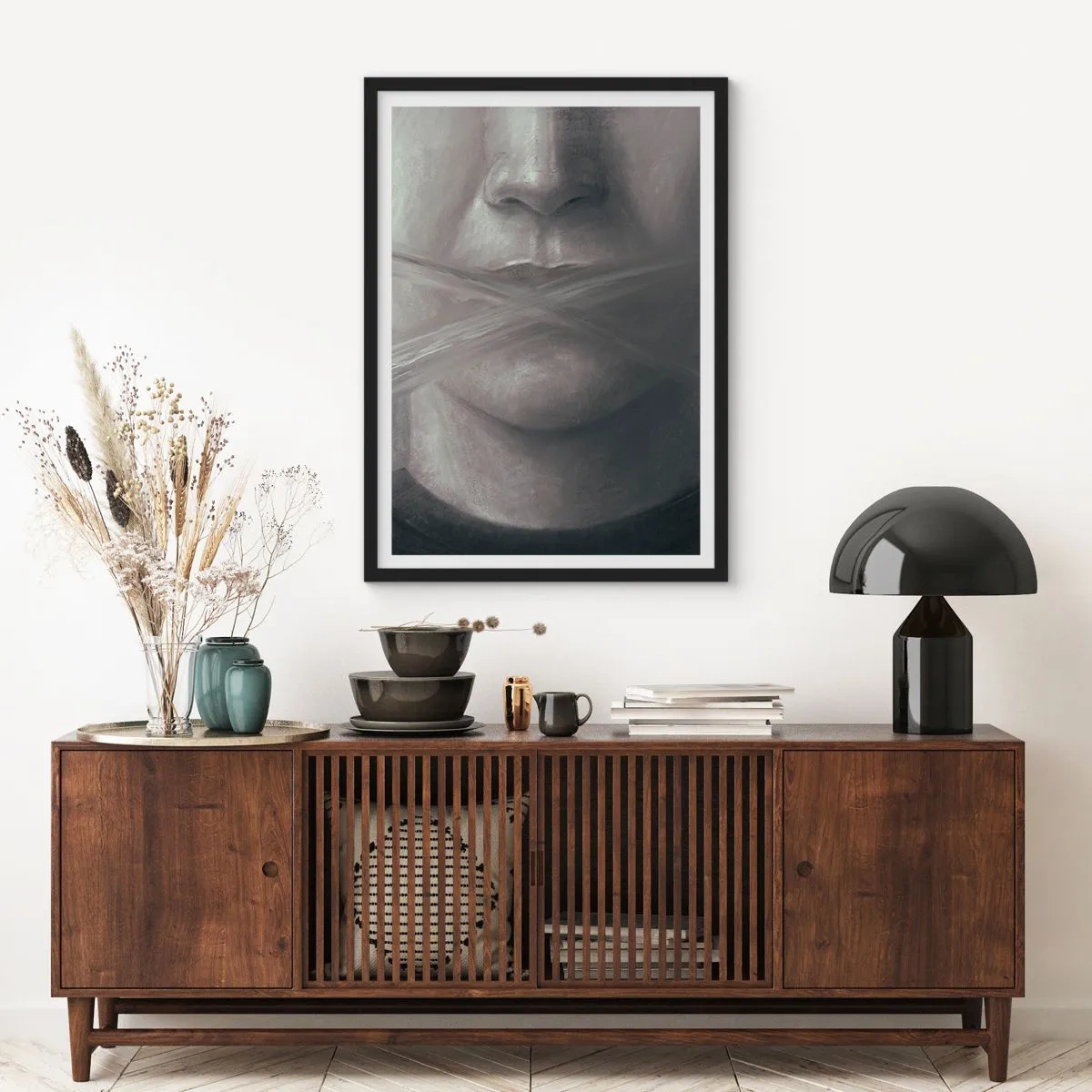 Poster in einem schwarzem Rahmen - Ohne ein Wort - 40x50 cm