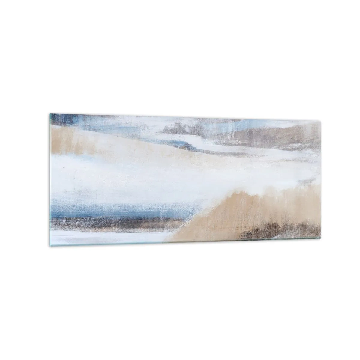 Glasbild - Bild auf glas - Abstrakte Winterlandschaft in Weiß- und Blautönen - 120x50cm - Winterkomposition - Moderne Wanddekoration für Wohnzimmer und Schlafzimmer ARTTOR