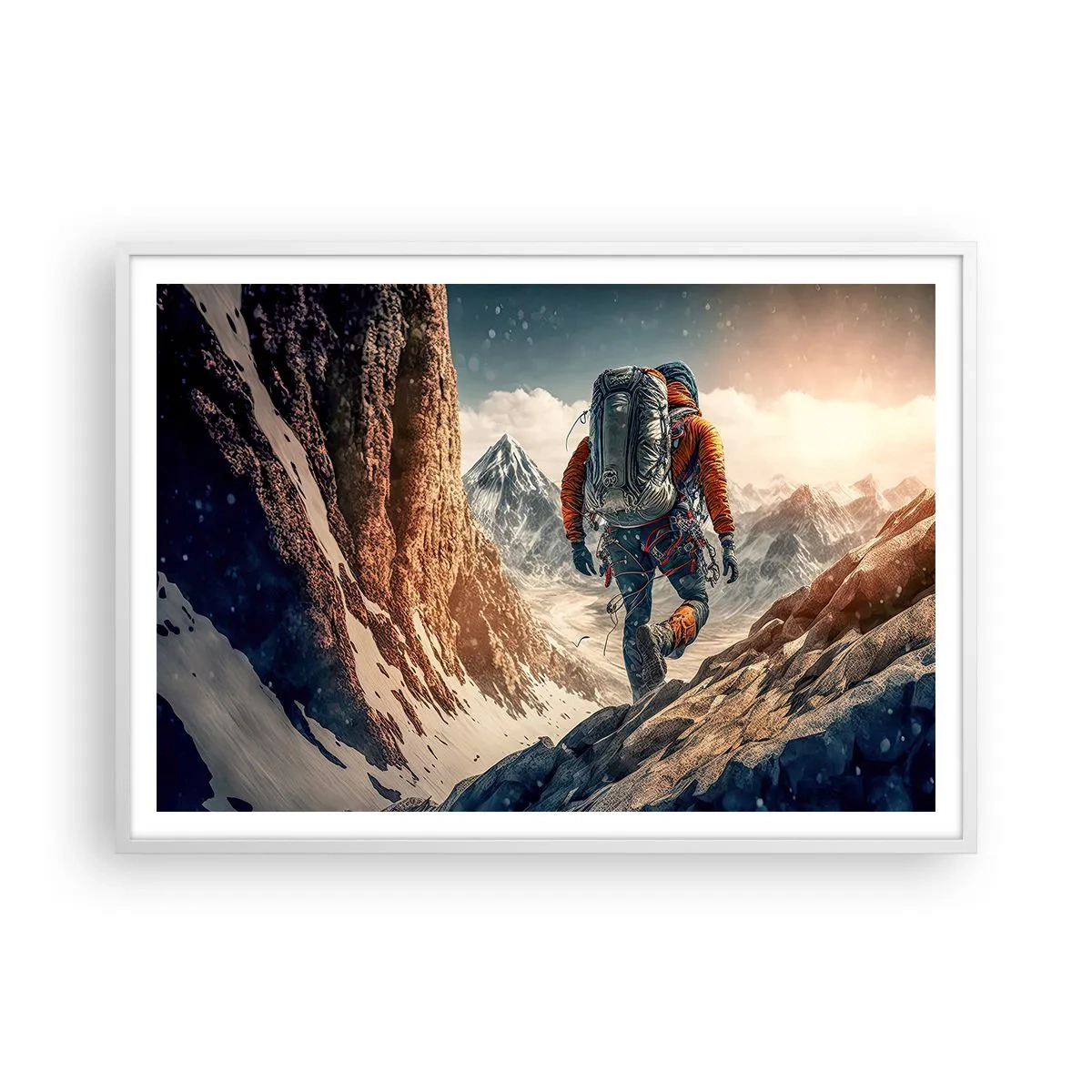 Poster in einem weißen Rahmen - Einsamer Krieger - 100x70 cm