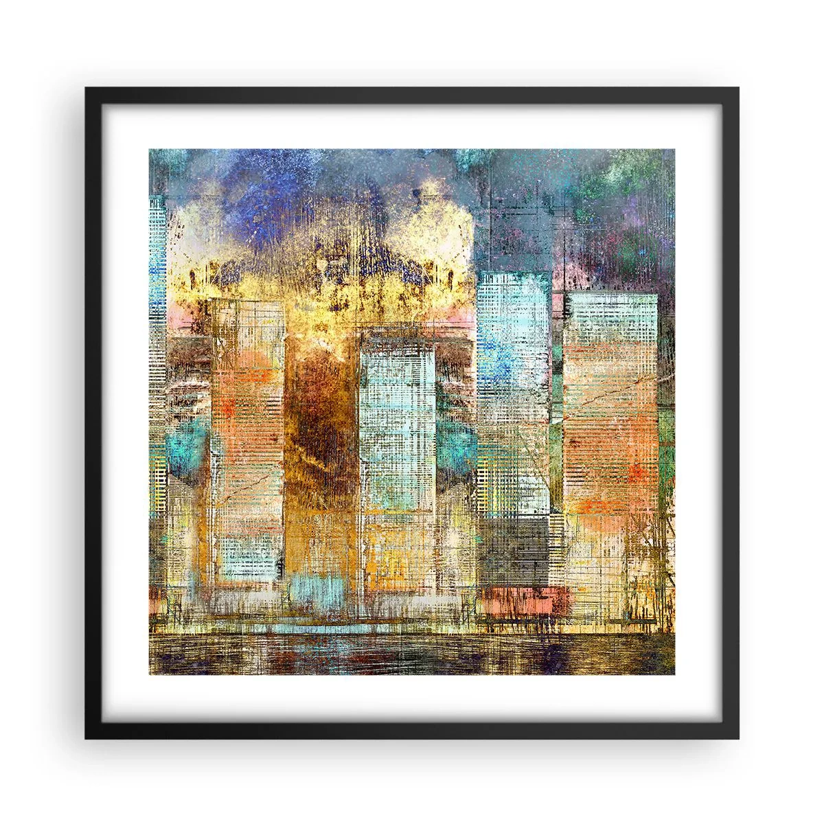 Poster in einem schwarzem Rahmen - Sonnige Metropole - 50x50 cm