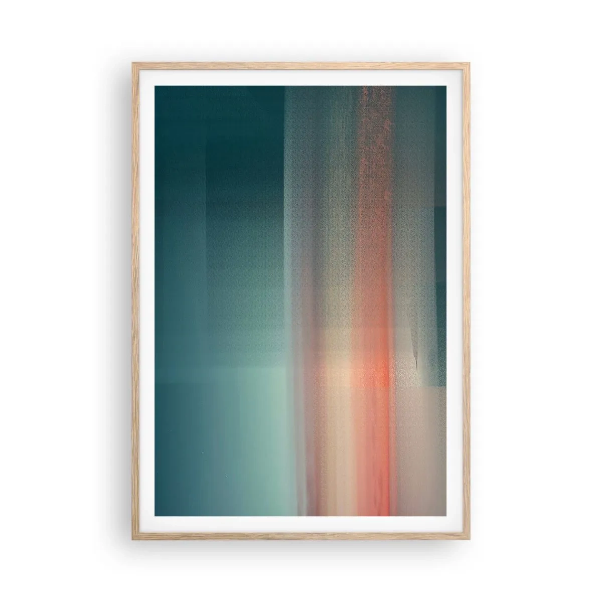 Poster in einem Rahmen aus heller Eiche - Abstraktion: Lichtwellen - 70x100 cm