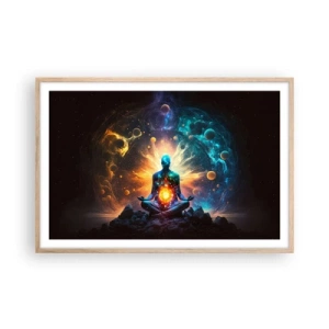 Poster in einem Rahmen aus heller Eiche - Kosmischer Frieden - 91x61 cm