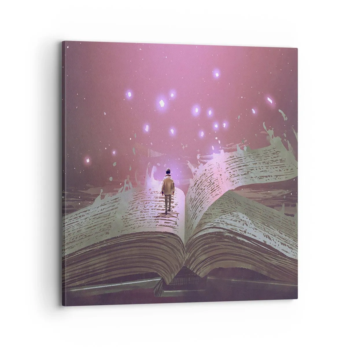 Bild auf Leinwand - Leinwandbild - Einladung in eine andere Welt - lesen Sie! - 70x70 cm