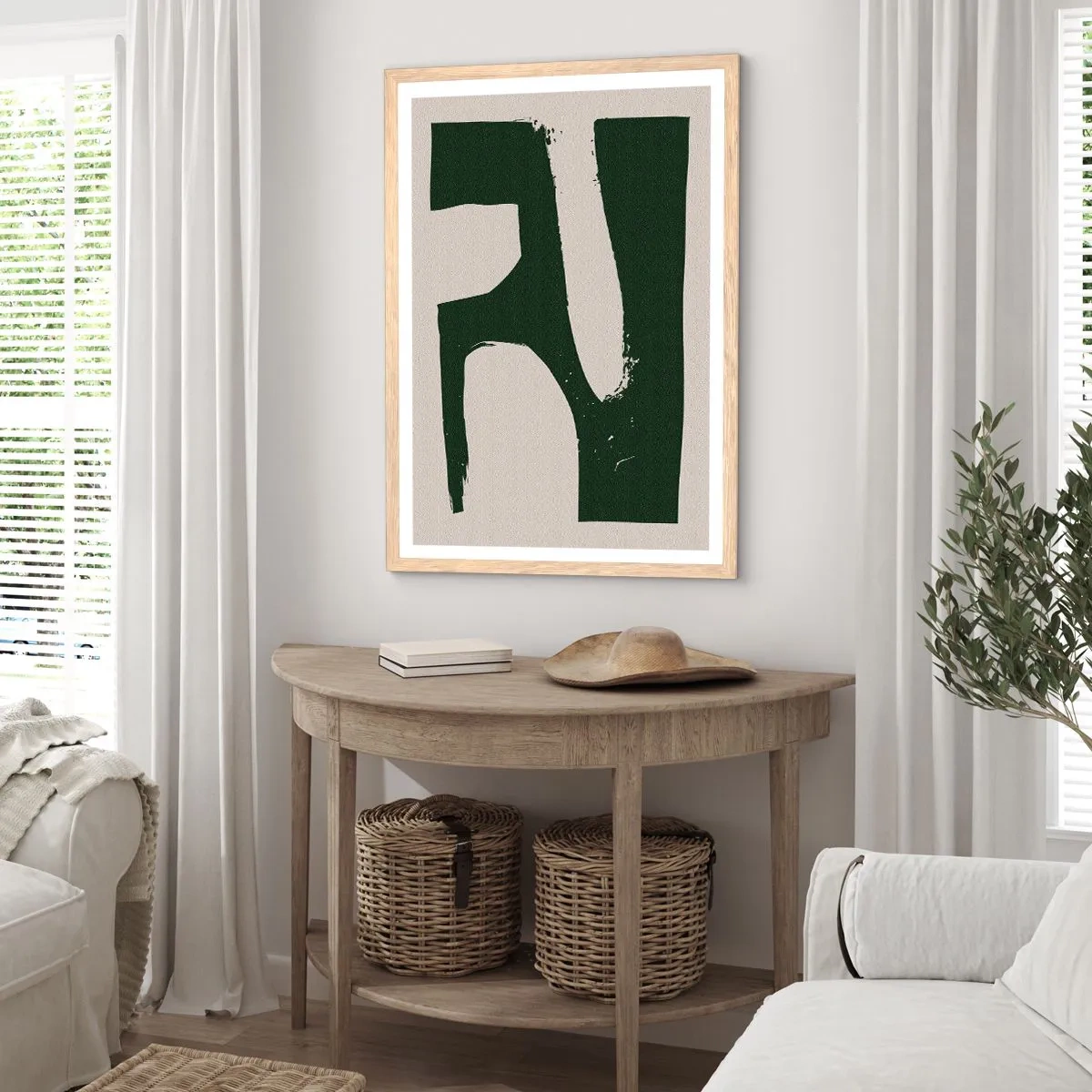 Poster in einem Rahmen aus heller Eiche - Weiße Buchten - 30x40 cm