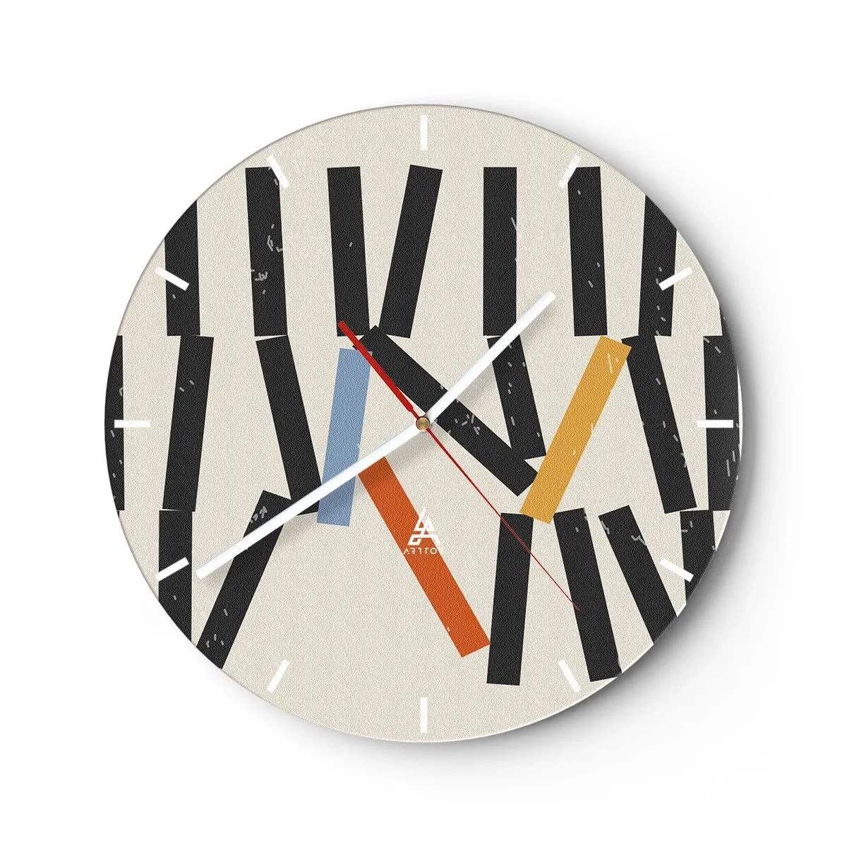 Wanduhr - Glasuhr - Domino – Komposition - 40x40 cm
