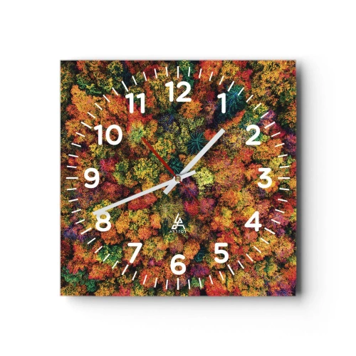 Wanduhr - Glasuhr - Blumenstrauß aus Herbstbäumen - 30x30 cm