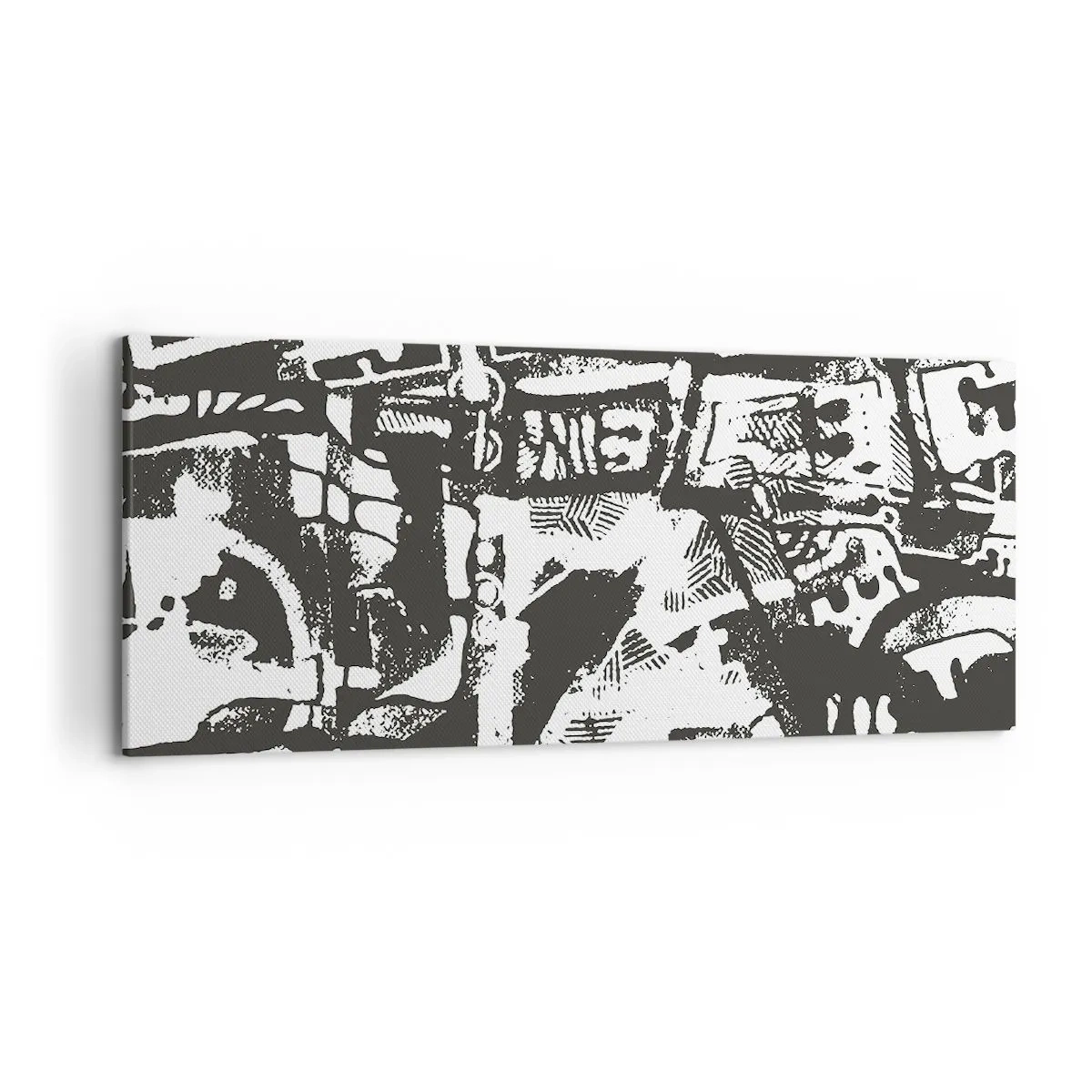 Bild auf Leinwand - Leinwandbild - Abstraktes monochromes Retro-Muster - 120x50cm - Ordnung oder Chaos? - Moderne Wanddekoration für Wohnzimmer und Schlafzimmer ARTTOR