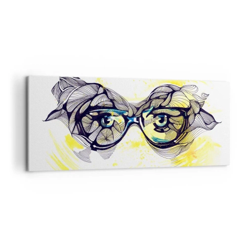 Bild auf Leinwand - Leinwandbild - Durch blaue Brille - 100x40 cm