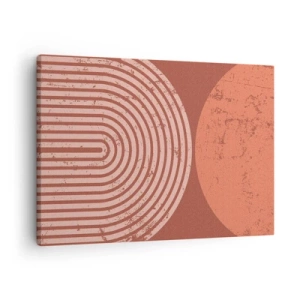 Bild auf Leinwand - Leinwandbild - Geometrische Muster in Terrakotta-Tönen auf Vintage-Hintergrund - 70x50cm - Enge Beziehung - Moderne Wanddekoration für Wohnzimmer und Schlafzimmer ARTTOR