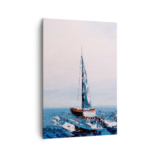 Bild auf Leinwand - Leinwandbild - Segelboote auf stürmischer See in malerischer Komposition - 70x100cm - Bruderschaft des Windes - Moderne Wanddekoration für Wohnzimmer und Schlafzimmer ARTTOR