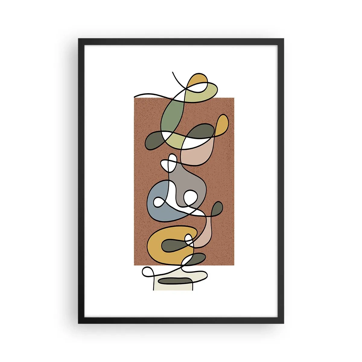 Poster in einem schwarzem Rahmen - Eine abstrakte Komposition aus Linien und bunten Formen. - 50x70cm - Abstraktion, die ein Lächeln wert ist - Moderne Wanddekoration für Wohnzimmer und Schlafzimmer ARTTOR