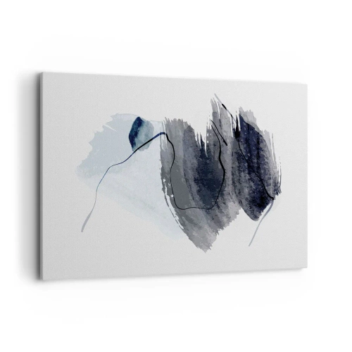 Bild auf Leinwand - Leinwandbild - Abstrakte Komposition in Grau- und Blautönen - 100x70cm - Intensität und Bewegung - Moderne Wanddekoration für Wohnzimmer und Schlafzimmer ARTTOR