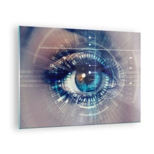 Glasbild - Bild auf glas - Ein digitales Auge mit futuristischer Technologie und Datenthema - 70x50cm - Du denkst du kennst mich - Moderne Wanddekoration für Wohnzimmer und Schlafzimmer ARTTOR