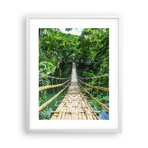 Poster in einem weißen Rahmen - Monkey Bridge über das Grün - 40x50 cm