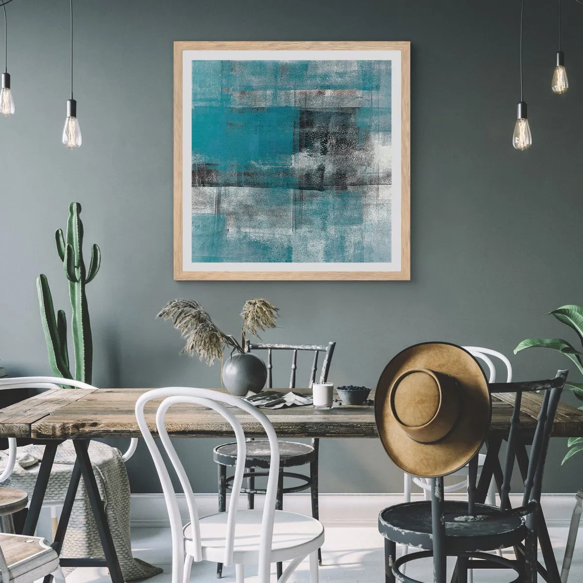 Poster in einem Rahmen aus heller Eiche - Wasser und Luft - 60x60 cm
