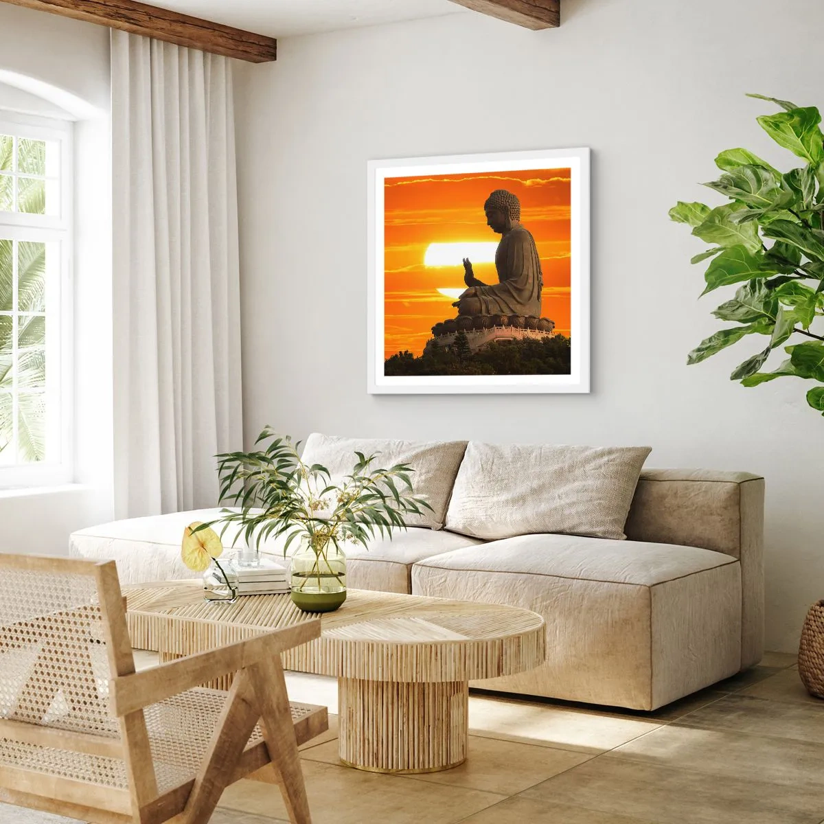 Poster in einem weißen Rahmen - Keine Angst vor der Welt - 40x40 cm