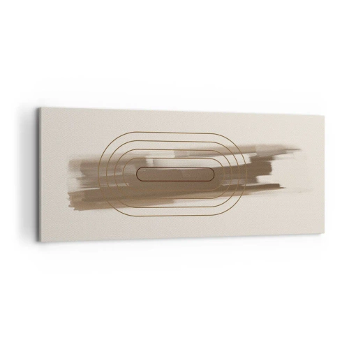 Bild auf Leinwand - Leinwandbild - Eine minimalistische Komposition in Beige- und Grautönen mit geometrischem Muster - 120x50cm - Ein Hauch von Grau - Moderne Wanddekoration für Wohnzimmer und Schlafzimmer ARTTOR