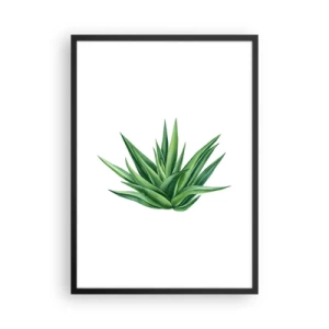 Poster in einem schwarzem Rahmen - Minimalistische Illustration einer grünen Pflanze - 50x70cm - Grün – Kraft – Leben - Moderne Wanddekoration für Wohnzimmer und Schlafzimmer ARTTOR